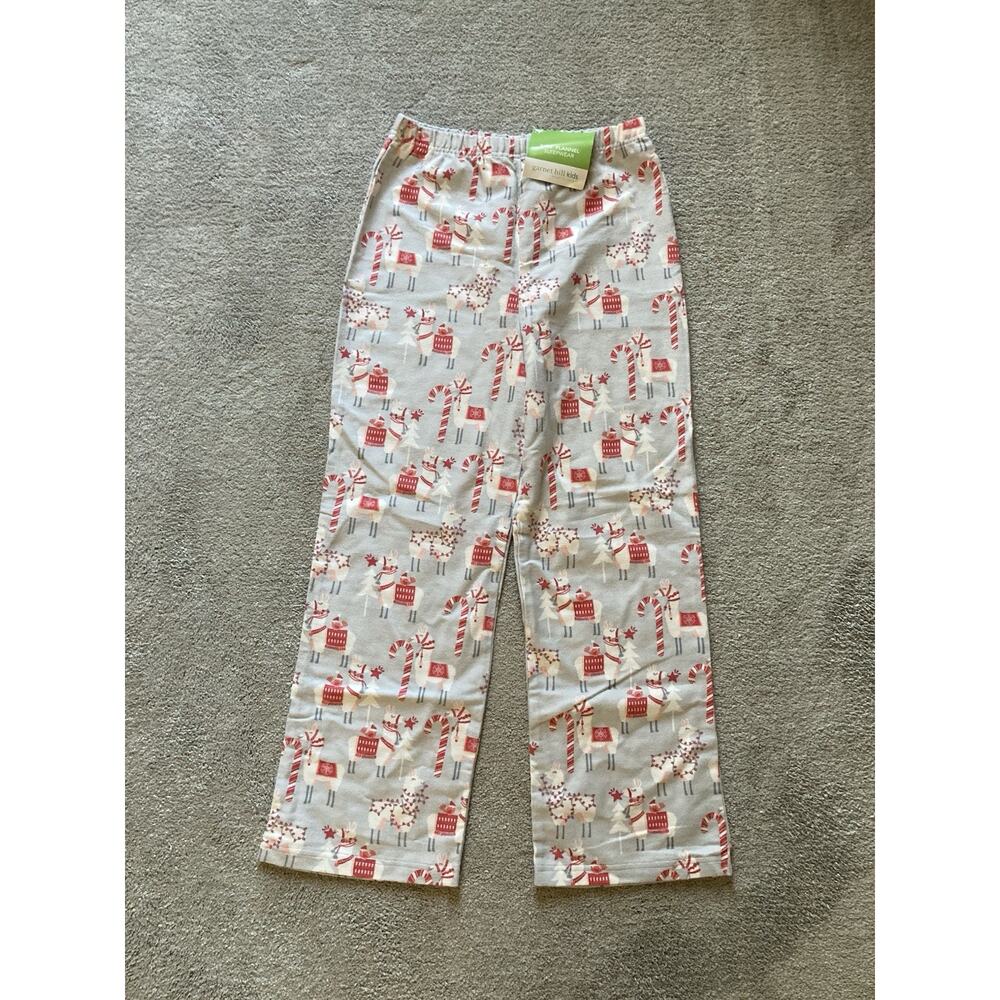 Garnet Hill Kids L Flannel Christmas Llama Pajama Pants Elastic Waist Comfy Cozy